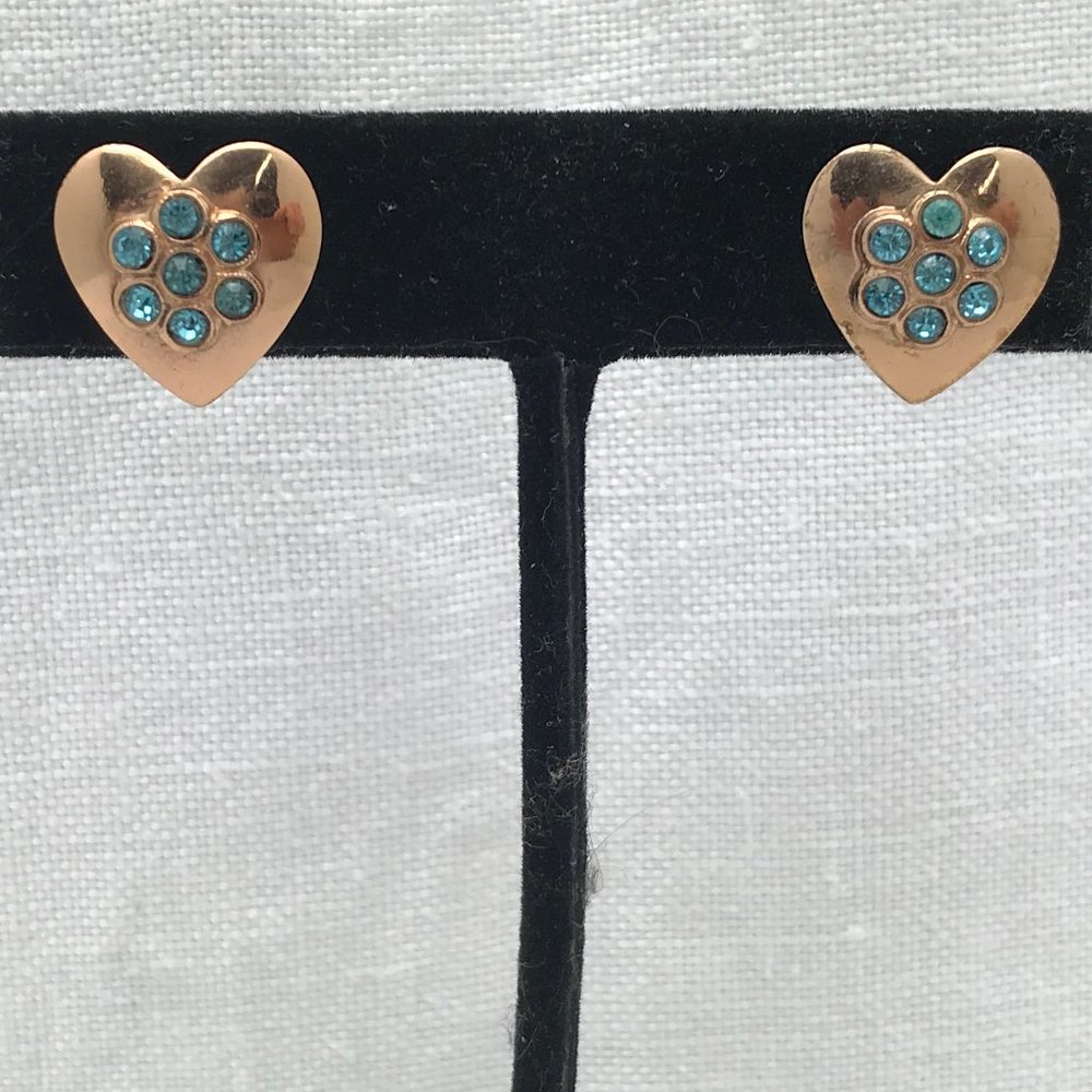 Vintage Sterling Heart Shape Screw Back Earrings